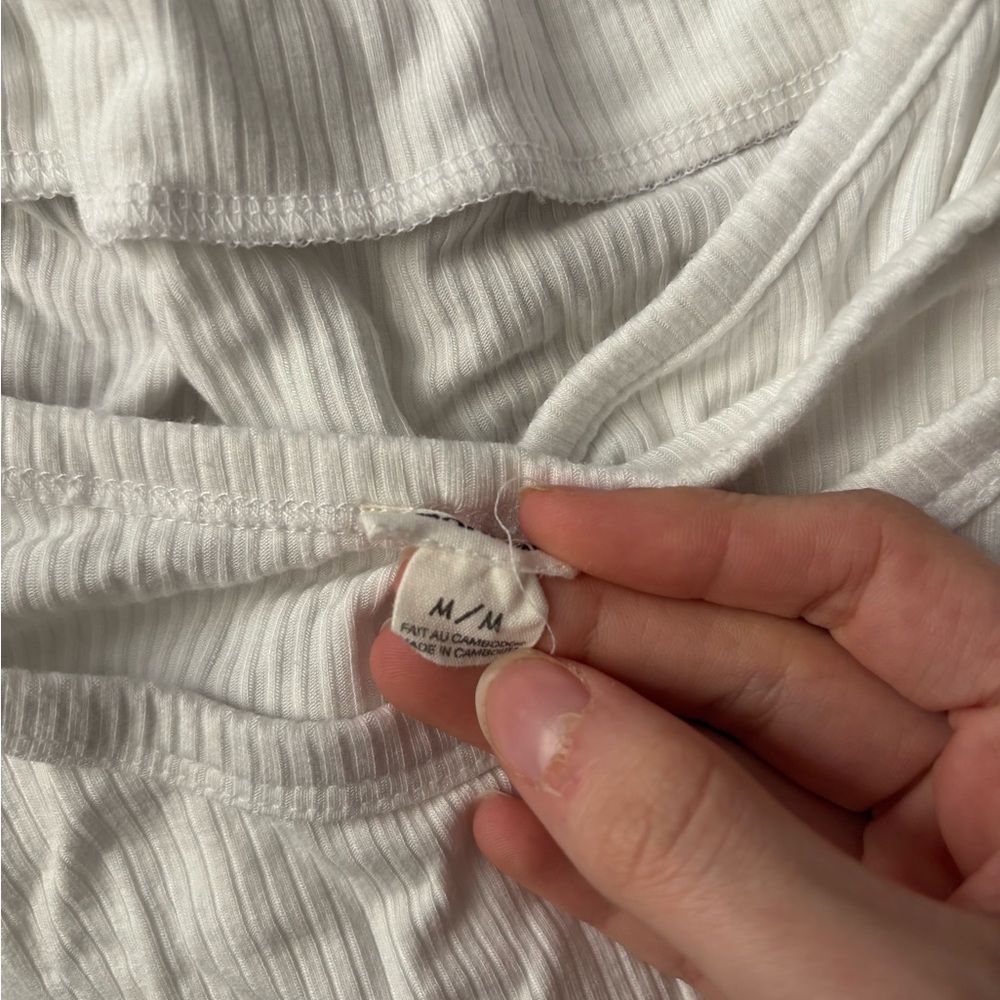White Ribbed Short Sleeve Top - Picture 7 of 7